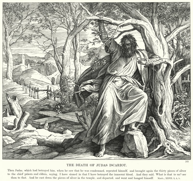 De Dood van Judas Iskariot door Julius (after) Schnorr von Carolsfeld