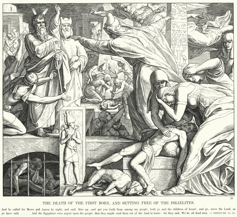 De Dood van de Eerstgeborene en de Bevrijding van de Israëlieten door Julius (after) Schnorr von Carolsfeld