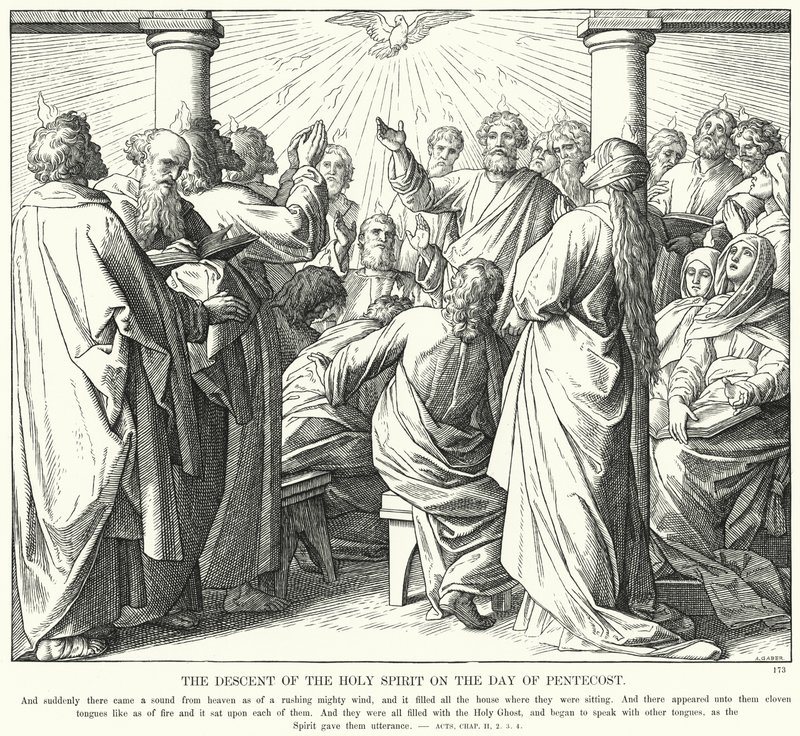 De nederdaling van de Heilige Geest op Pinksterdag door Julius (after) Schnorr von Carolsfeld