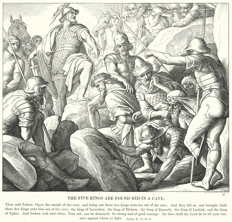De vijf koningen worden verborgen gevonden in een grot door Julius (after) Schnorr von Carolsfeld