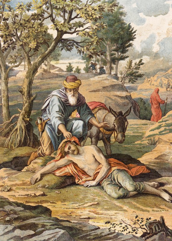 De Barmhartige Samaritaan door Julius (after) Schnorr von Carolsfeld