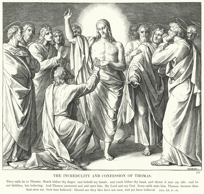 De Ongeloof en Bekentenis van Thomas door Julius (after) Schnorr von Carolsfeld