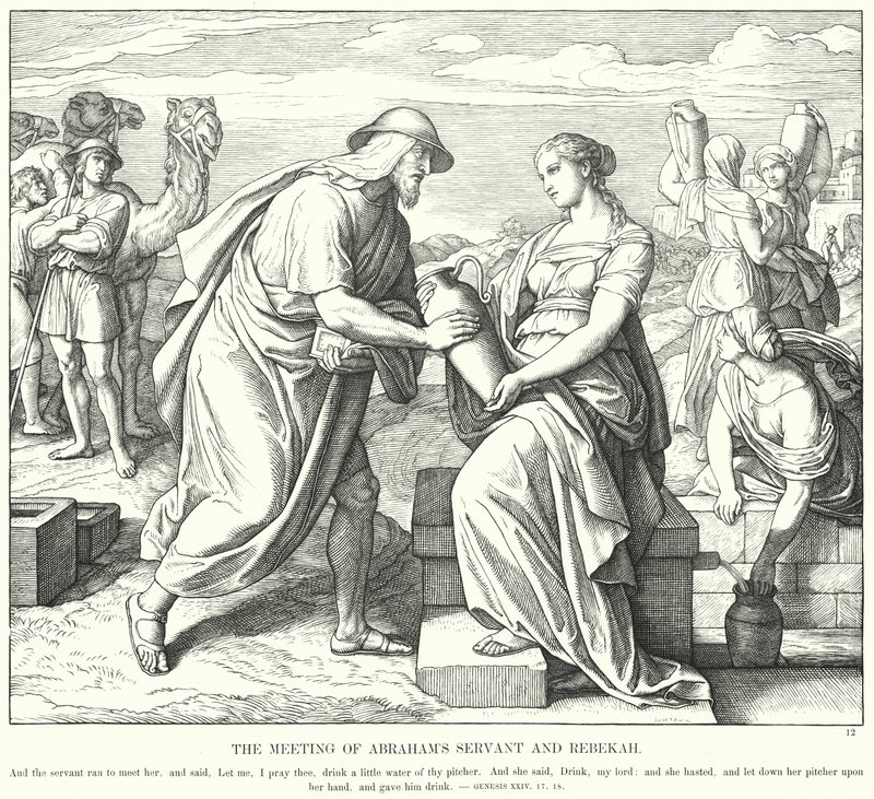 De Ontmoeting van Abrahams Dienaar en Rebekka door Julius (after) Schnorr von Carolsfeld