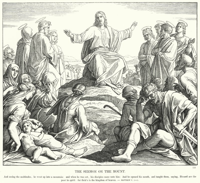 De Bergrede (gravure) door Julius (after) Schnorr von Carolsfeld