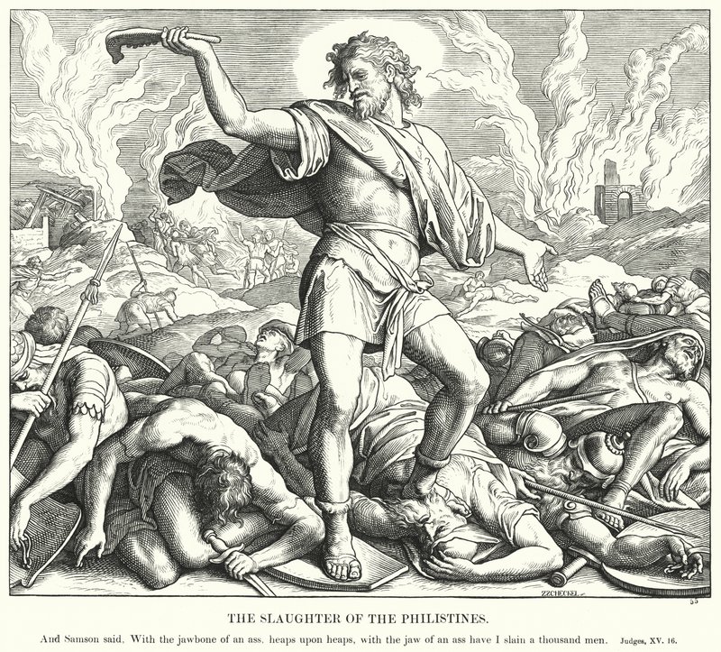 De Slachting van de Filistijnen door Julius (after) Schnorr von Carolsfeld