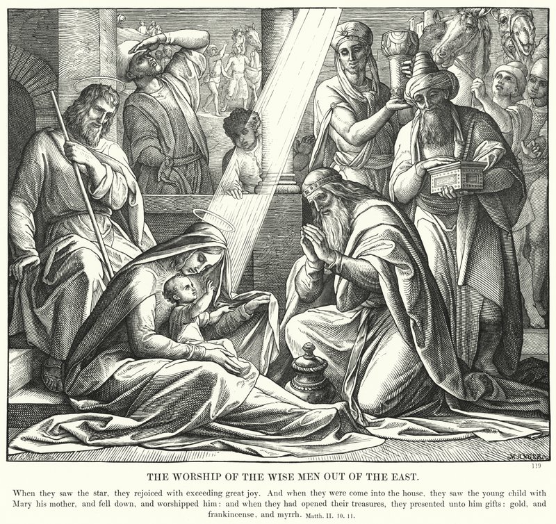 De aanbidding van de wijzen uit het oosten door Julius (after) Schnorr von Carolsfeld