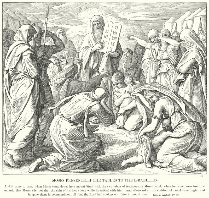 Mozes presenteert de tafelen aan de Israëlieten door Julius Schnorr von Carolsfeld
