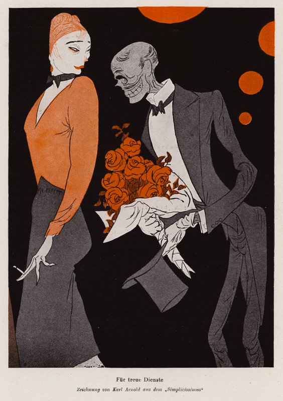 Voor trouwe dienst - de gevolgen van syfilis (kleurenlitho) door Karl Arnold
