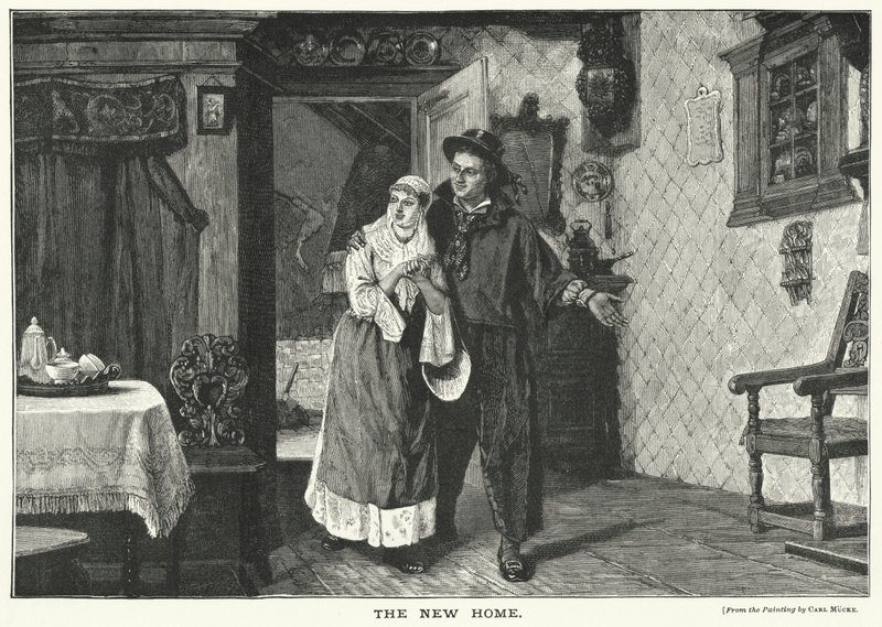 Het nieuwe huis (gravure) door Karl Mucke