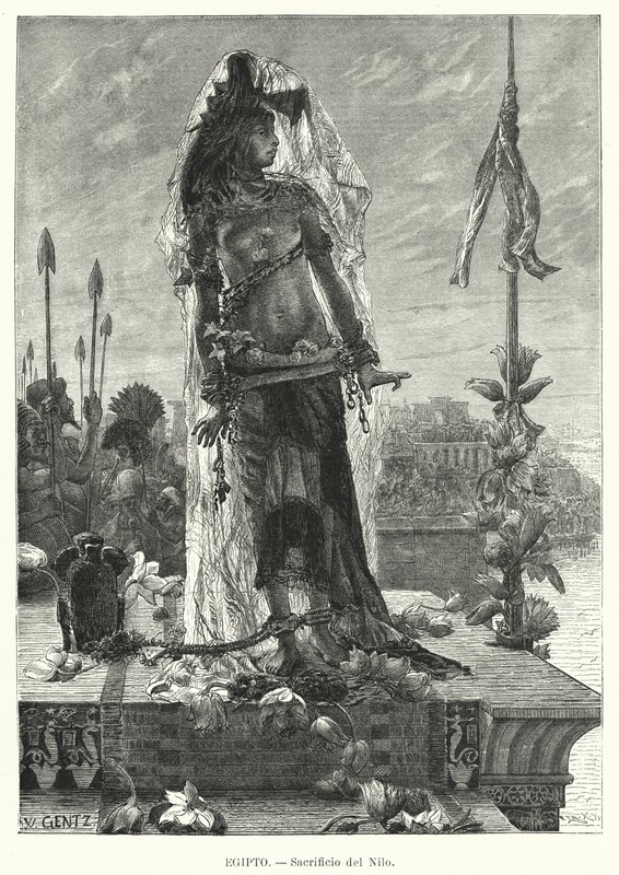 Offer van een maagd aan de Nijl in het oude Egypte door Karl Wilhelm Gentz