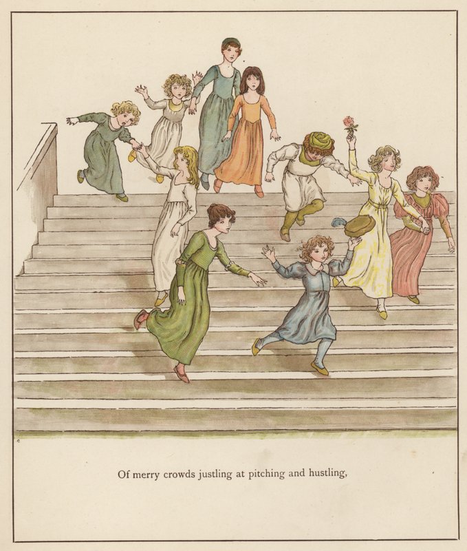 Kate Greenaway illustratie voor De rattenvanger van Hamelen door Robert Browning door Kate (after) Greenaway