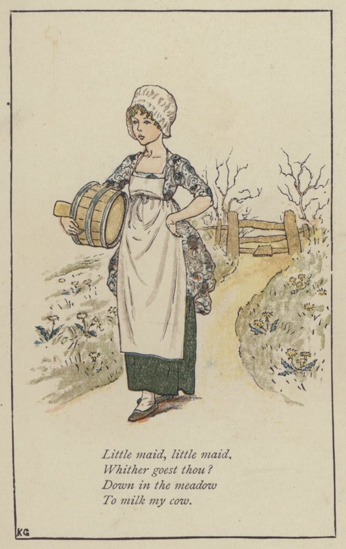 Klein meisje, klein meisje (kleur litho) door Kate (after) Greenaway
