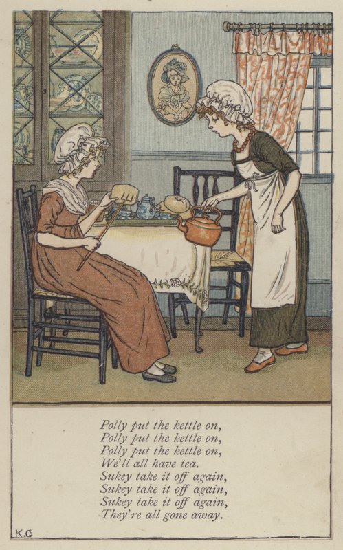Polly zet de ketel op door Kate (after) Greenaway