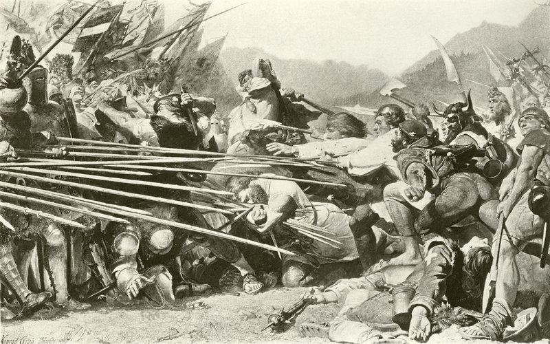 Arnold Winkelried bij Sempach (gravure) door Konrad Grob