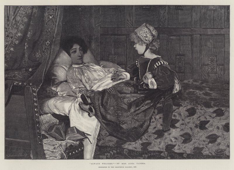 Altijd Welkom, tentoongesteld in de Grosvenor Gallery, 1887 door Lawrence Alma Tadema