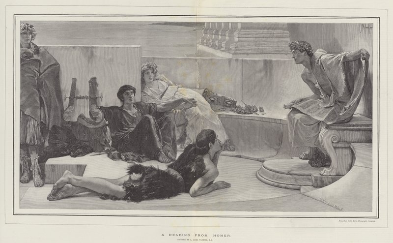 Een lezing uit Homerus door Lawrence Alma-Tadema