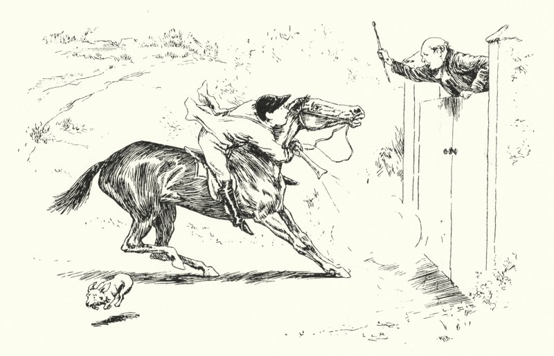 Een man ging jagen in Reigate en wilde over een hoge poort springen door Leonard Leslie Brooke