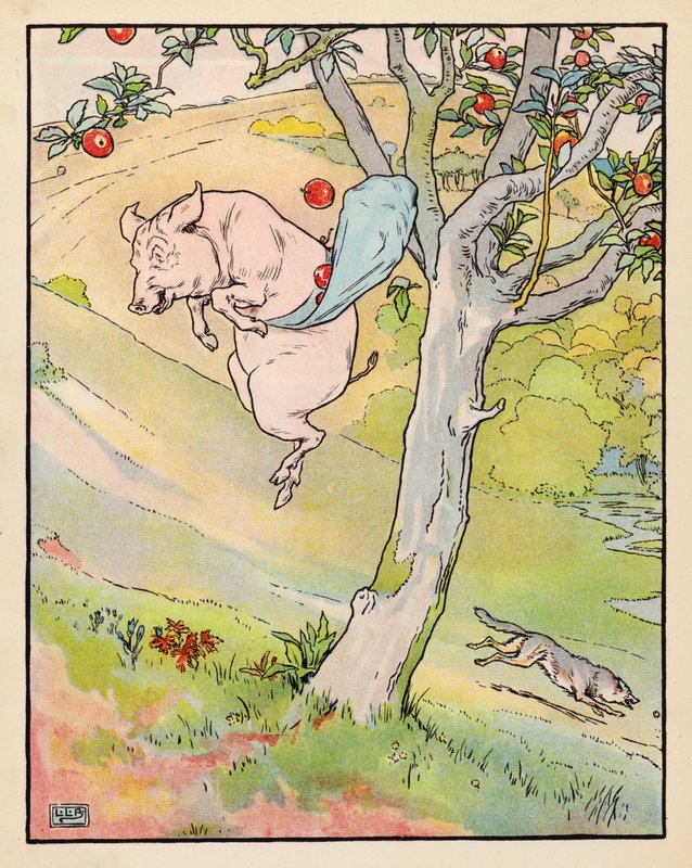 Illustratie voor De Drie Kleine Biggetjes door Leonard Leslie Brooke