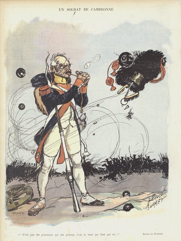 Een soldaat van Cambronne. Illustratie voor Le Rire door Leonce Burret