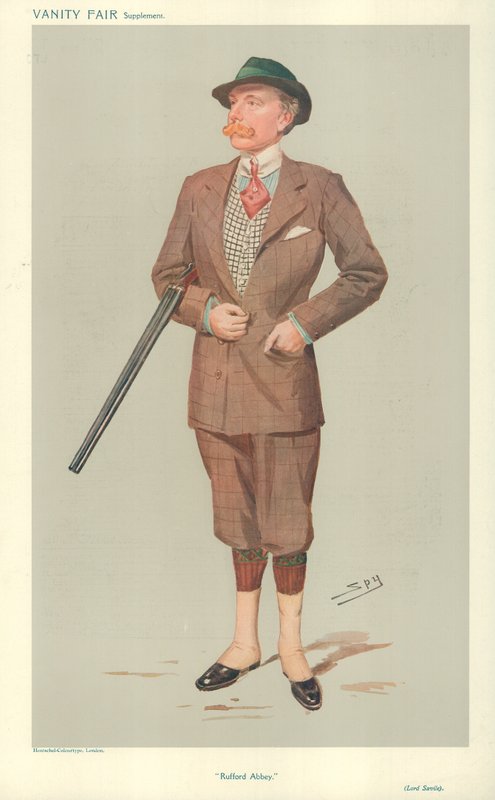 Lord John Savile, Rufford Abbey, 15 april 1908, Vanity Fair cartoon door Leslie Matthew Ward
