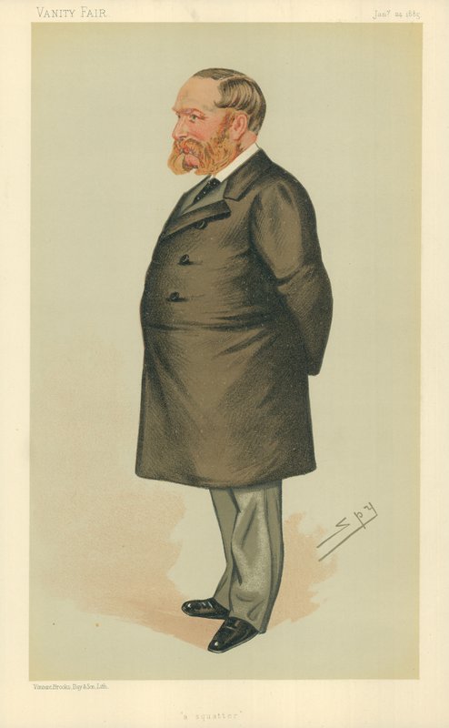 De heer Charles Henry Wilson, een squatter, 24 januari 1885, Vanity Fair cartoon door Leslie Matthew Ward