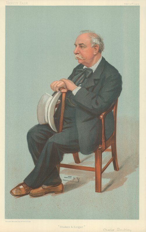 Mr Charles Santley, student en zanger, 27 februari 1902, Vanity Fair cartoon door Leslie Matthew Ward
