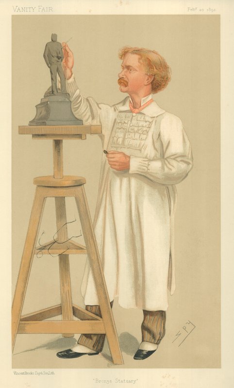 Mr. William Hamo Thornycroft, bronzen beeldhouwwerk, 20 februari 1892, Vanity Fair cartoon door Leslie Matthew Ward