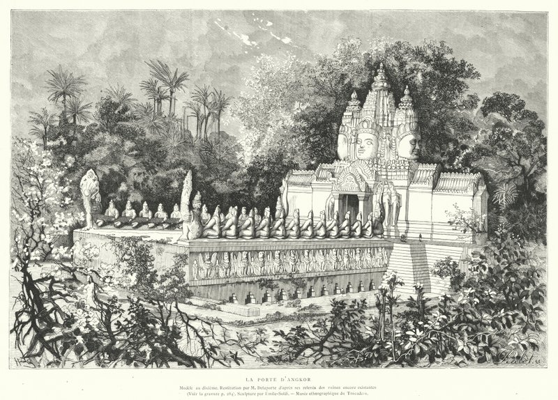 Poort van Angkor, Cambodja door Louis (after) Delaporte