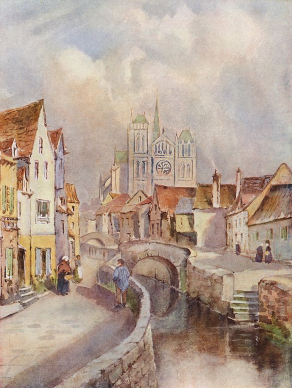 Een Uitzicht op Amiens, met de Kathedraal in de verte door Louis Burleigh Bruhl