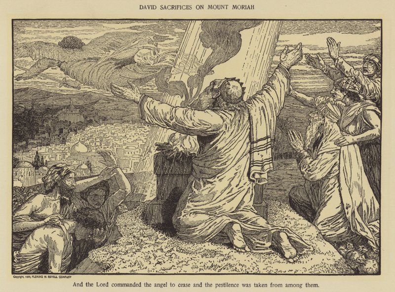 David offert op de berg Moria door Louis John Rhead