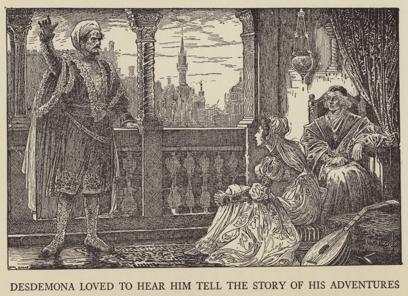 Desdemona hield ervan hem het verhaal van zijn avonturen te horen vertellen door Louis John Rhead