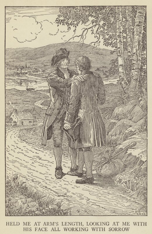 Illustratie voor Kidnapped door Robert Louis Stevenson door Louis John Rhead