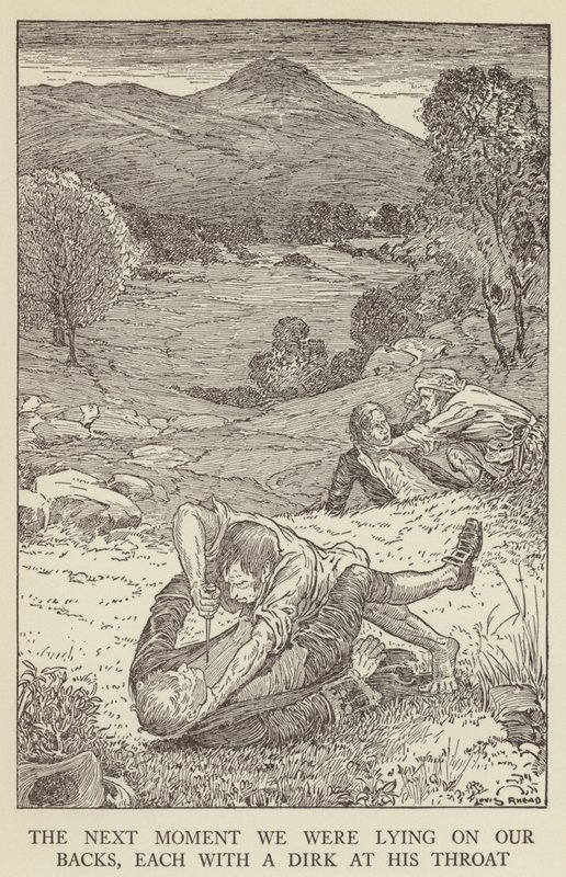 Illustratie voor Kidnapped door Robert Louis Stevenson door Louis John Rhead