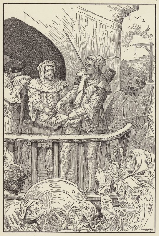 Kleine John sneed haastig de boeien van Will Stutely door door Louis John Rhead