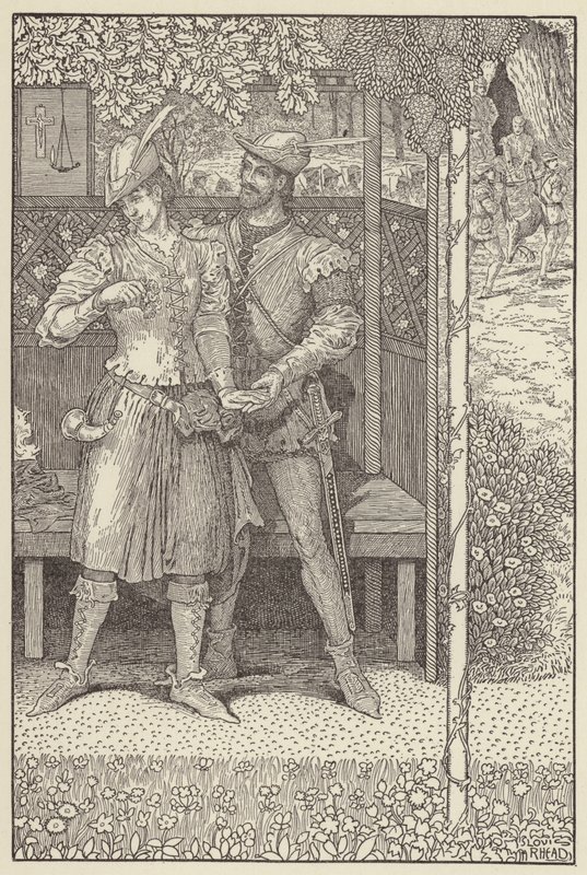 Robin Hood en Marian in hun prieel door Louis John Rhead