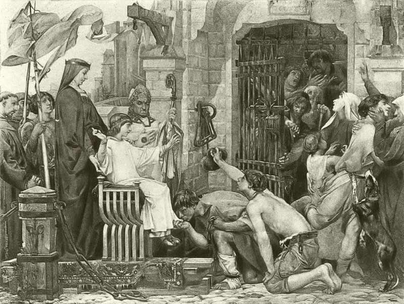 Lodewijk IX opent de gevangenissen van Frankrijk door Luc Oliver Merson