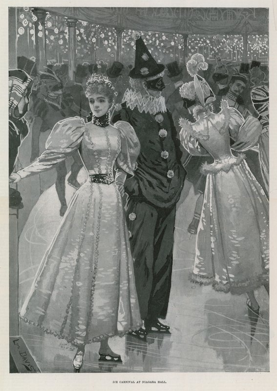 IJscarnaval in Niagara Hall, Westminster Londen (litho) door Lucien Davis