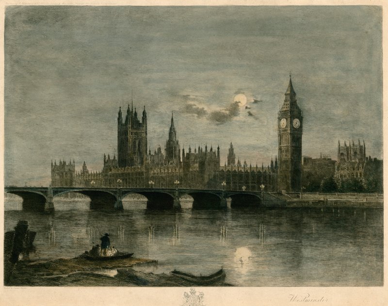 Westminster bij nacht door Lucien Marcelin Gautier
