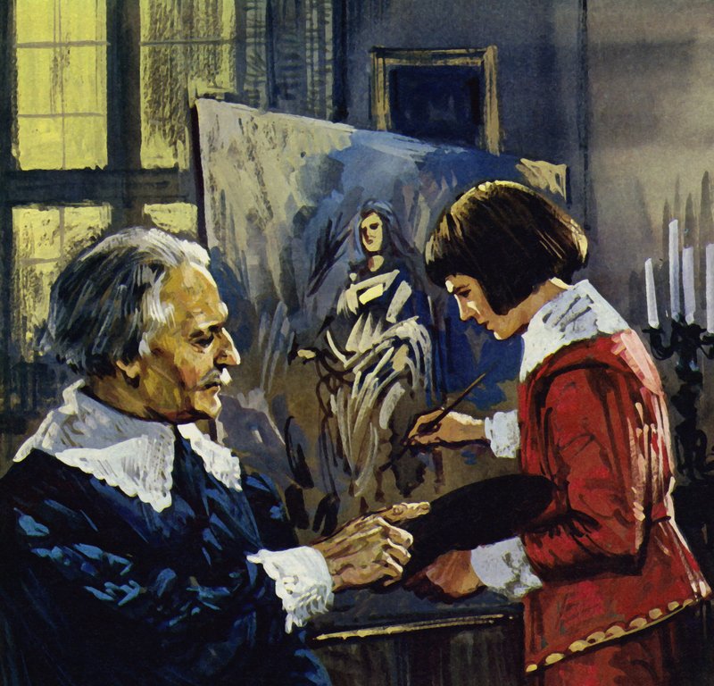 Anthony Van Dyck studeerde als jongen bij de plaatselijke schilder Henry Van Balen (kleurenlitho) door Luis Arcas Brauner