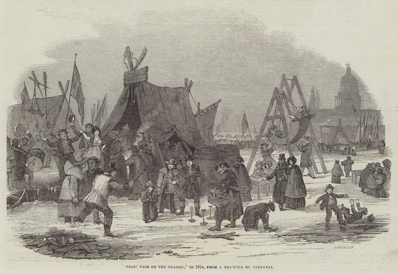 Frost Fair op de Theems, in 1814 door Luke Clennell
