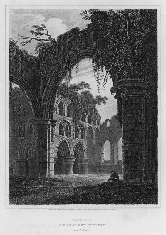 Interieur van Lanercost Priory, Cumberland door Luke (after) Clennell