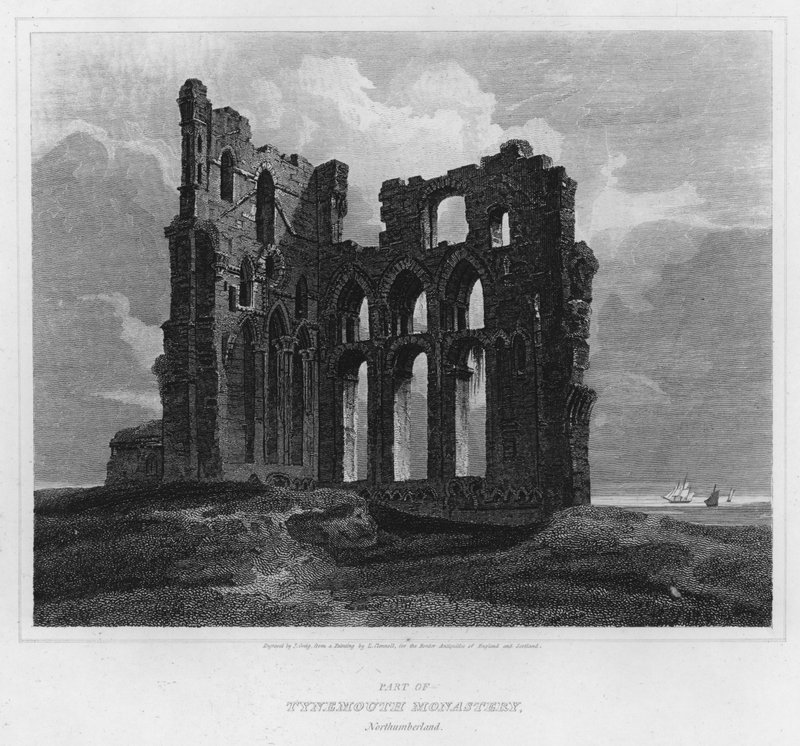 Deel van Tynemouth Klooster, Northumberland door Luke (after) Clennell