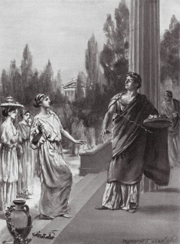 Hipparchus beledigt de zus van Harmodius (litho) door Margaret (after) Dovaston
