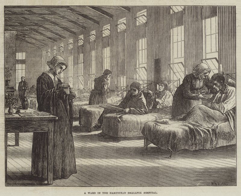 Een zaal in het Hampstead Smallpox Hospital door Matthew White Ridley