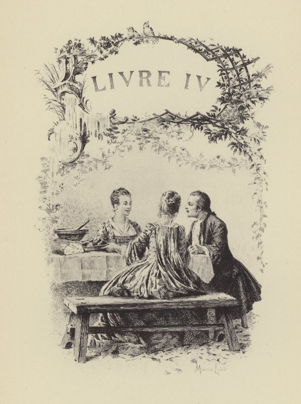 Illustratie voor Boek IV van Les Confessions de Jean-Jacques Rousseau door Maurice Leloir