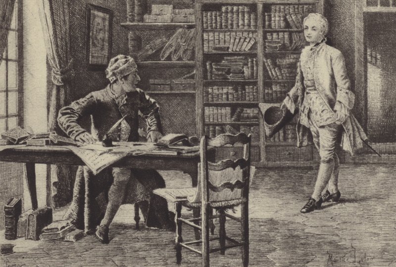 Illustratie voor Boek IX van Les Confessions de Jean-Jacques Rousseau door Maurice Leloir