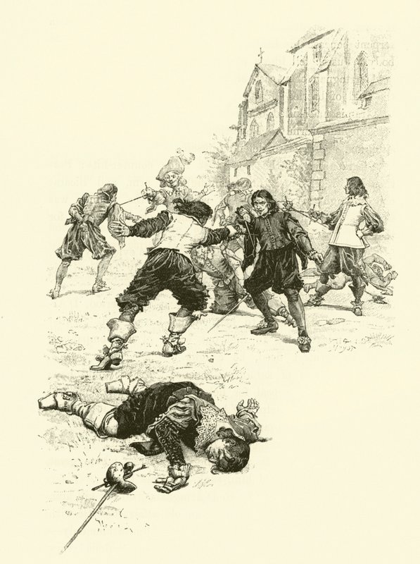 Illustratie voor De Drie Musketiers door Maurice Leloir