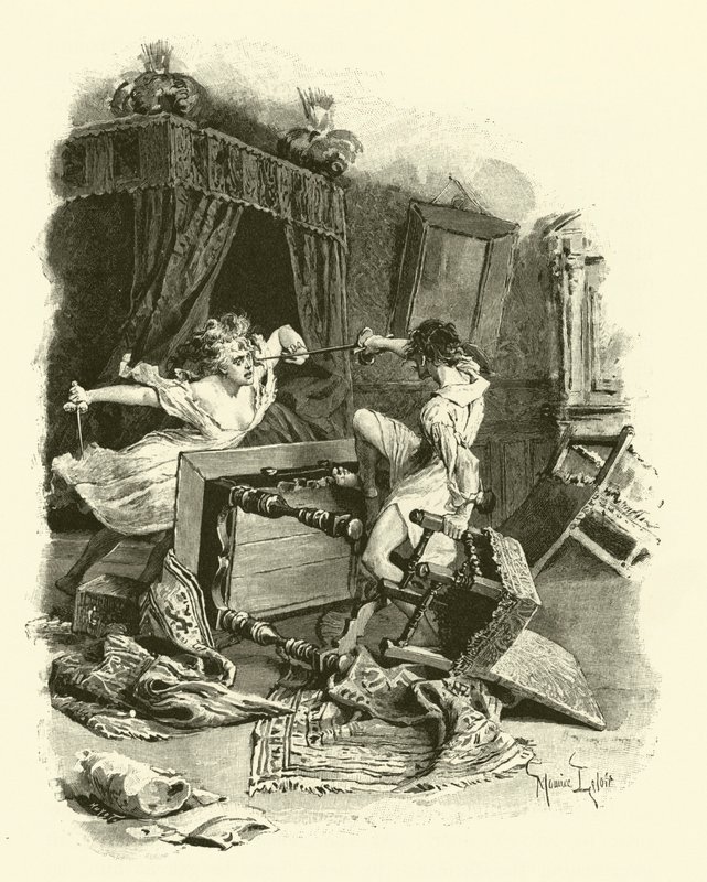 Illustratie voor De Drie Musketiers door Maurice Leloir