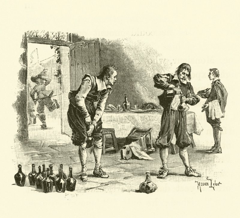 Illustratie voor De Drie Musketiers (gravure) door Maurice Leloir