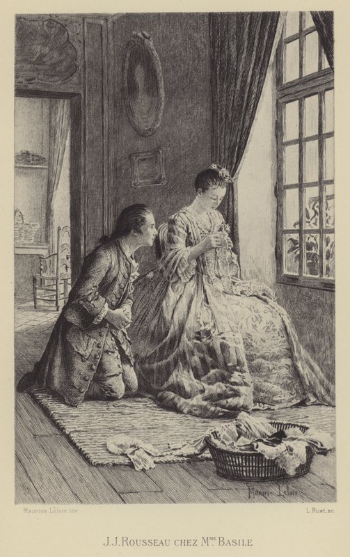 Jean-Jacques Rousseau in het huis van Madame Basile door Maurice Leloir